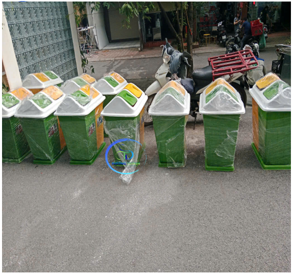 thùng rác 2 ngăn phân loại hữu cơ