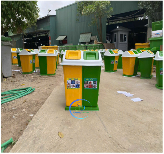 thùng rác 2 ngăn phân loại